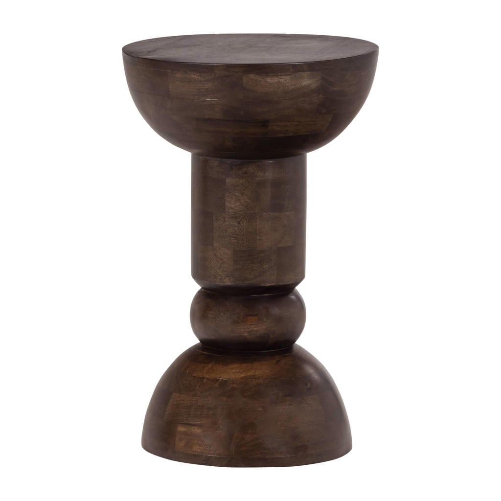 WOOOD WOOOD Emel Bijzettafel - Mangohout - Donkerbruin - 63x40x40