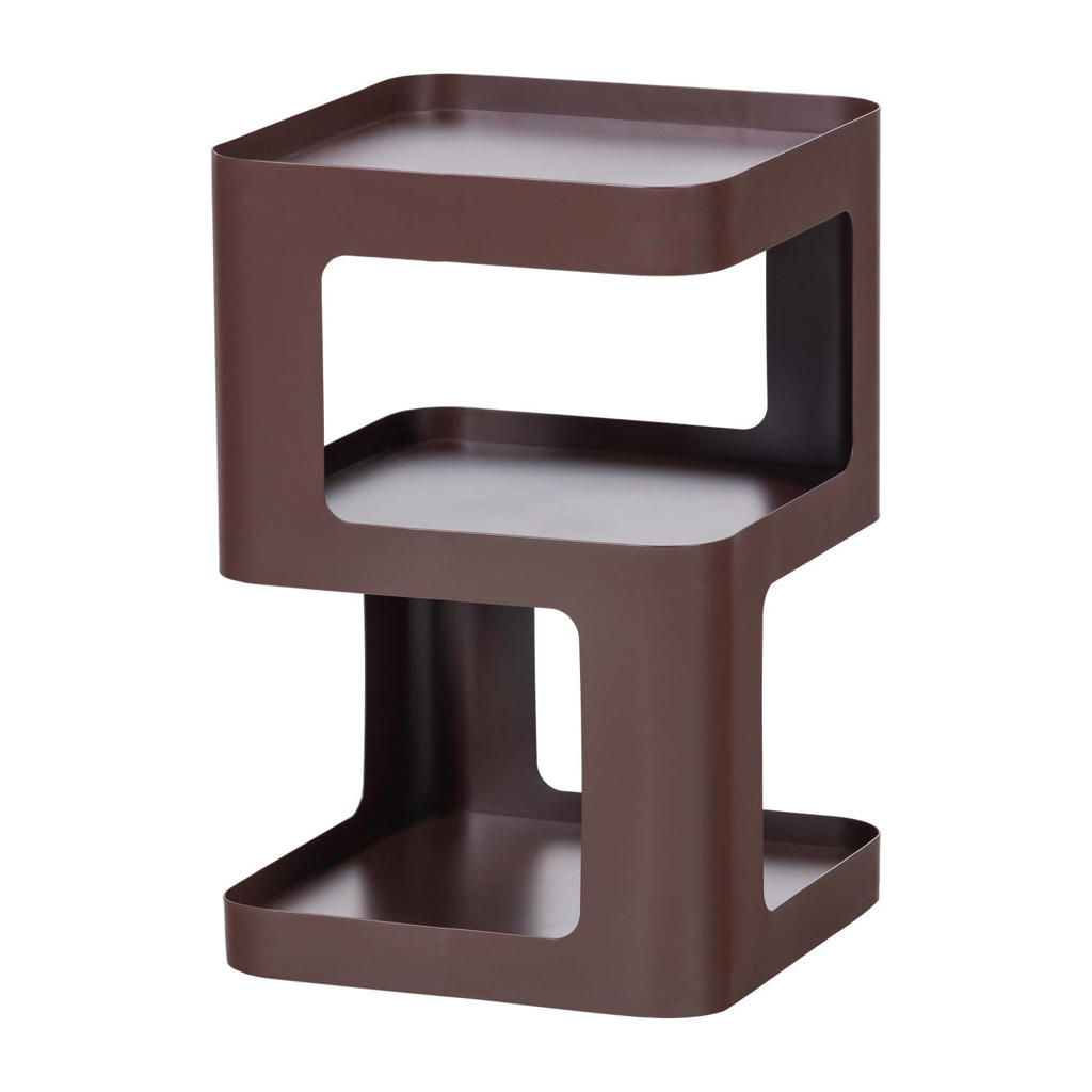 WOOOD WOOOD Riv Bijzettafel/Nachtkastje - Metaal - Paars/Bruin - 54x35x35