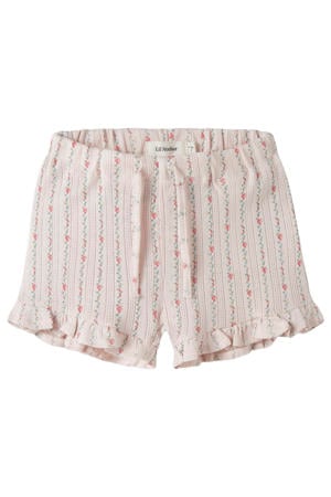 regular gebloemde casual short ajour lichtroze