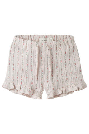 regular gebloemde casual short ajour lichtroze