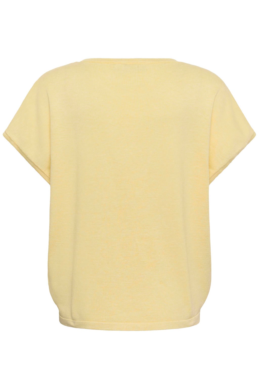 Gele dames Saint Tropez gebreide trui van viscose met effen, lange mouwen en ronde hals