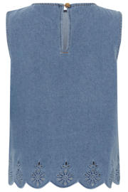 thumbnail: Saint Tropez top broderie medium blue denim