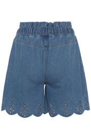 thumbnail: Saint Tropez regular high waist short broderie medium blue denim