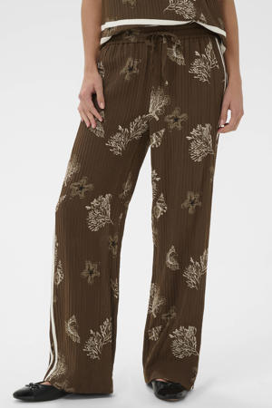 wide leg regular waist broek bruin