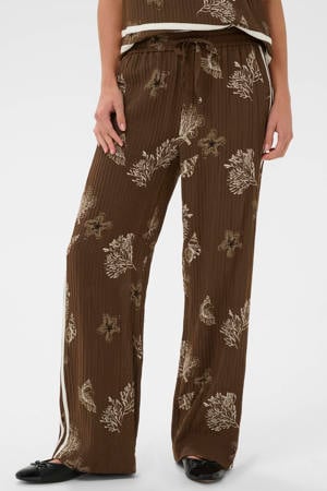 wide leg regular waist broek bruin