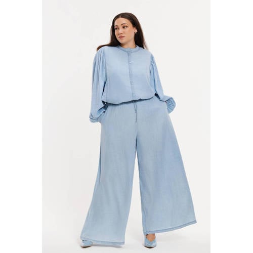 YOEK wide leg regular waist broek light blue denim afbeelding
