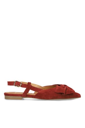 suède slingback loafers donkerrood