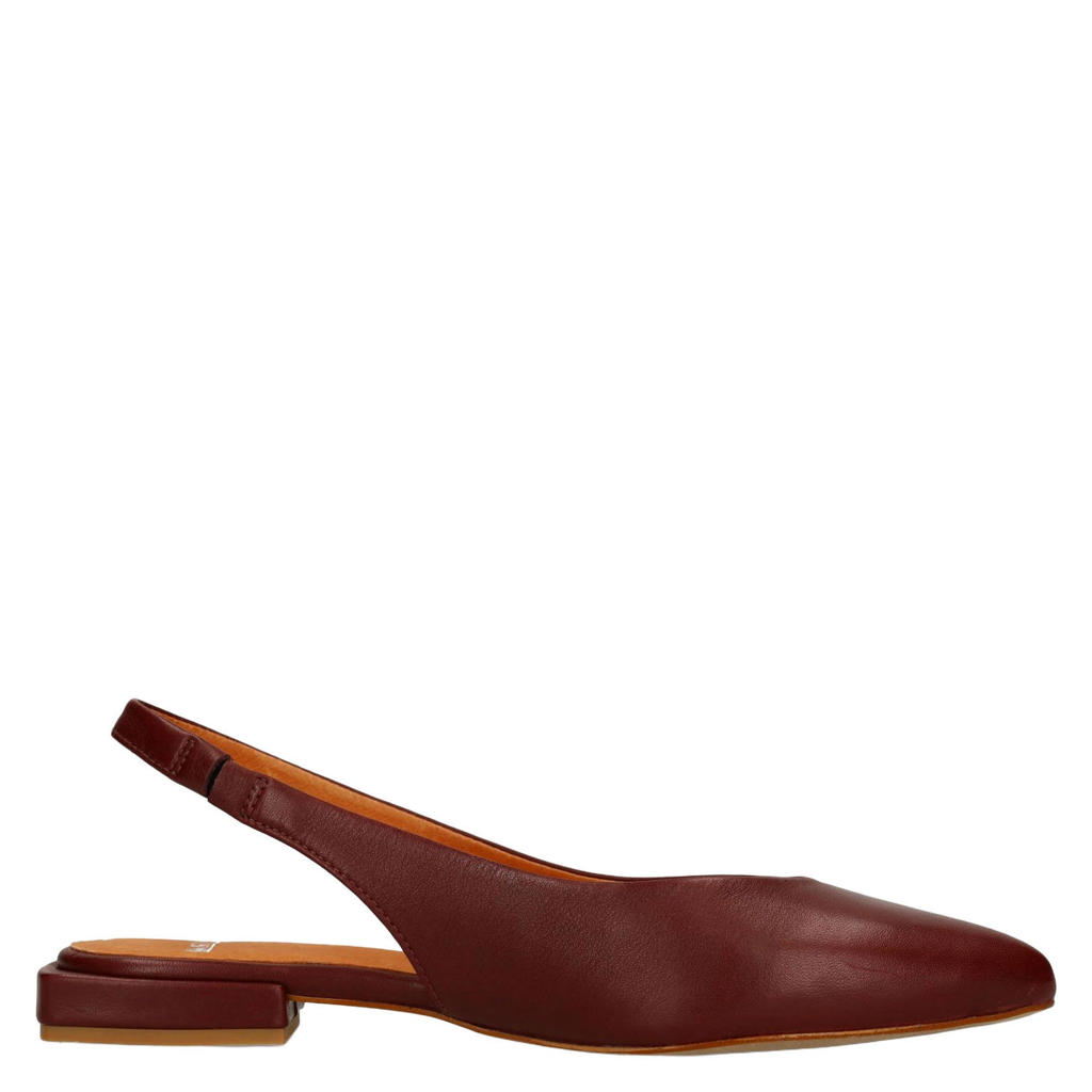 Bordeaux dames Manfield leren slingback loafers