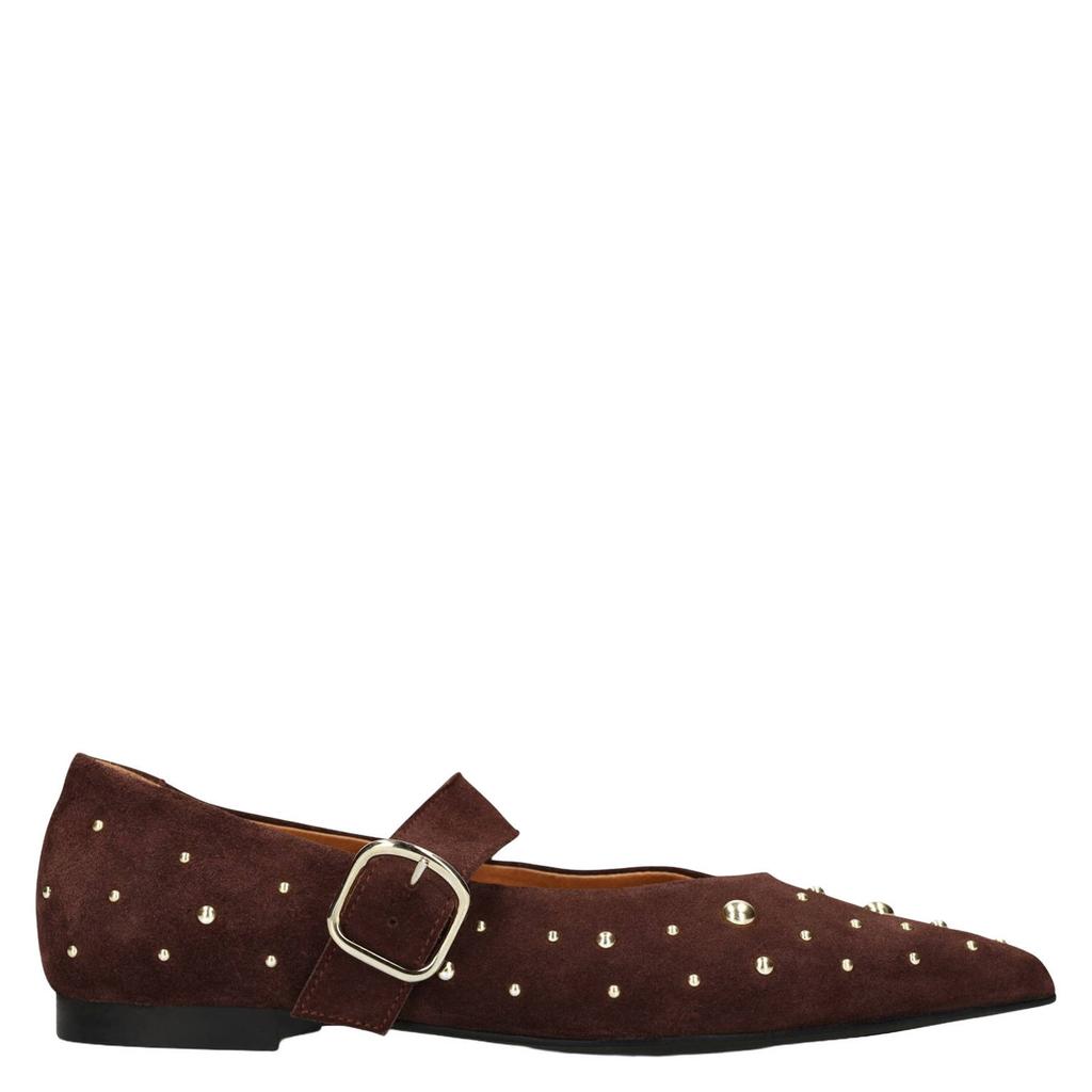 Donkerblauwe dames Manfield suède loafers met gesp