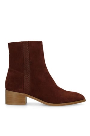 suède enkellaarzen bordeaux rood