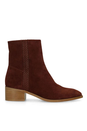 suède enkellaarzen bordeaux rood