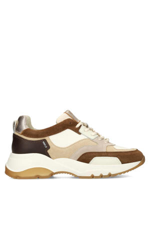chunky leren sneakers bruin