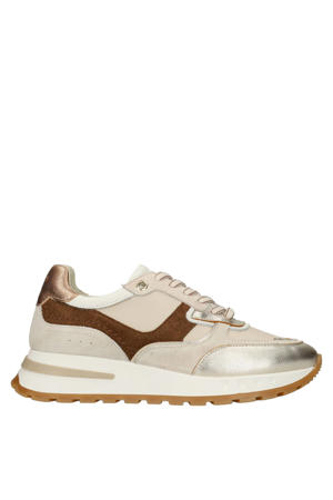 leren sneakers goud/bordeaux