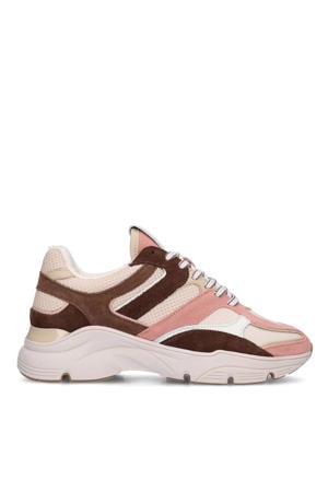 chunky leren sneakers roze