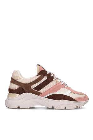 chunky leren sneakers roze