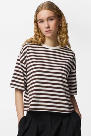 gestreept T-shirt ecru