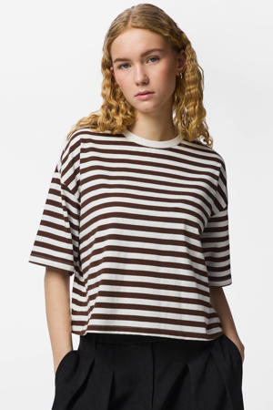 gestreept T-shirt ecru