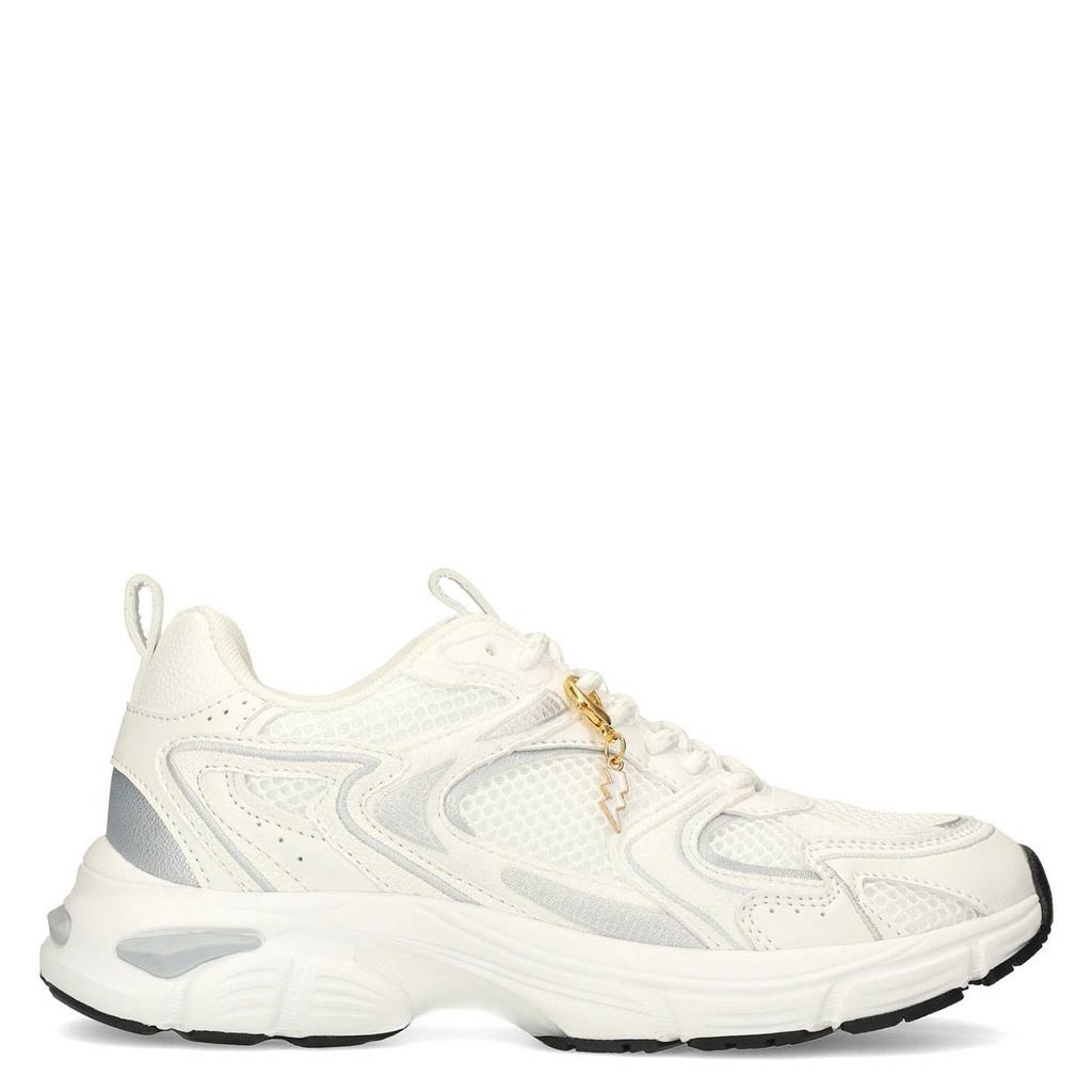 Witte dames Sacha chunky sneakers van textiel en imitatieleer met veters