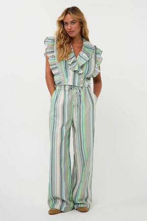 high waist gestreepte broek multi