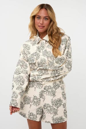 gebloemde jasje beige