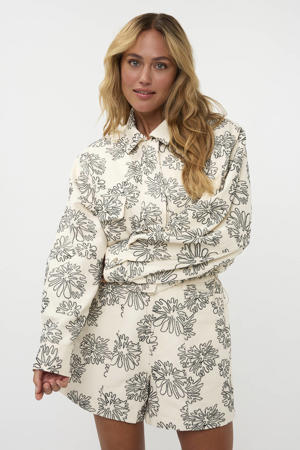 gebloemde jasje beige