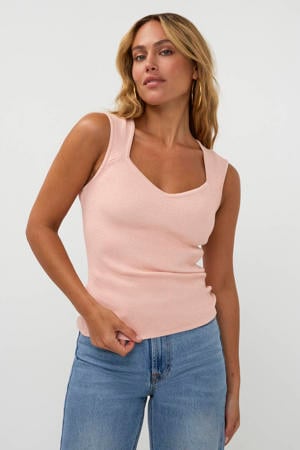 top rib gebreid lichtroze