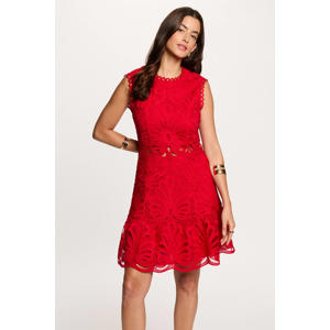 korte jurk met kant rood