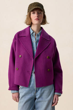 wollen trenchcoat paars