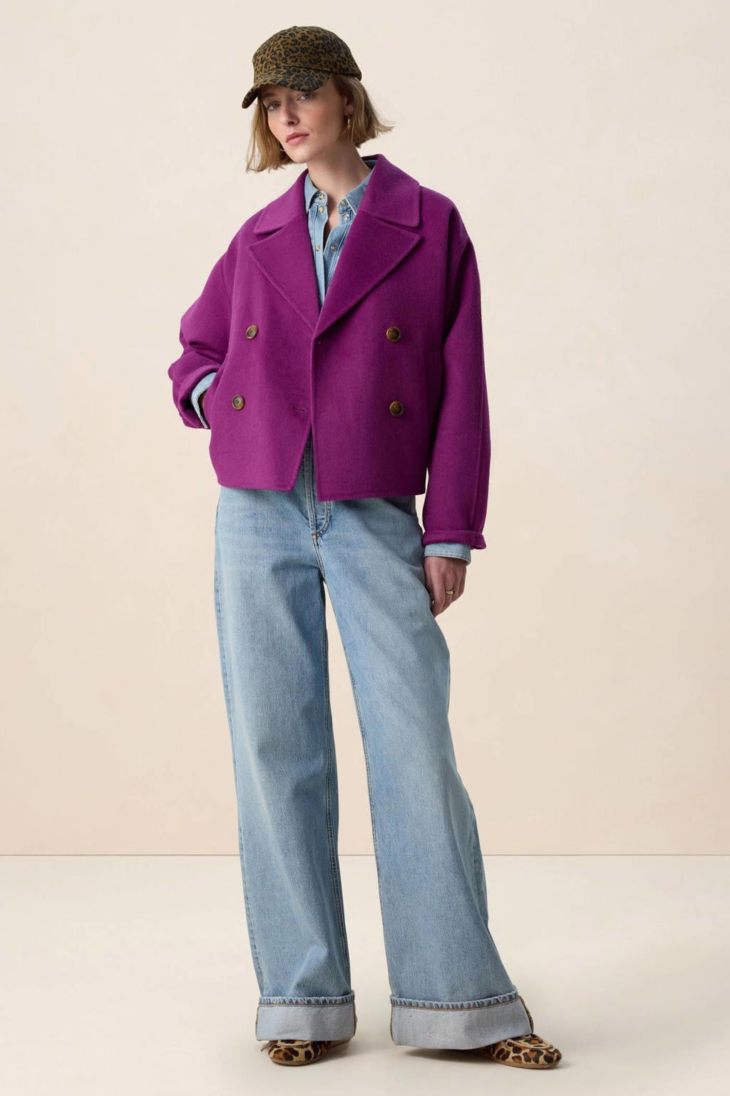 Sissy-Boy wollen trenchcoat paars
