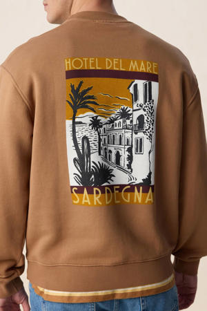sweater met backprint bruin