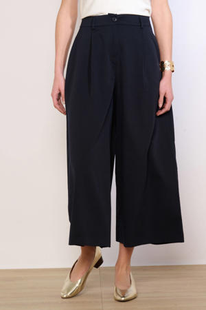 wide leg high waist broek donkerblauw