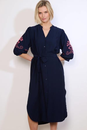 midi jurk donkerblauw