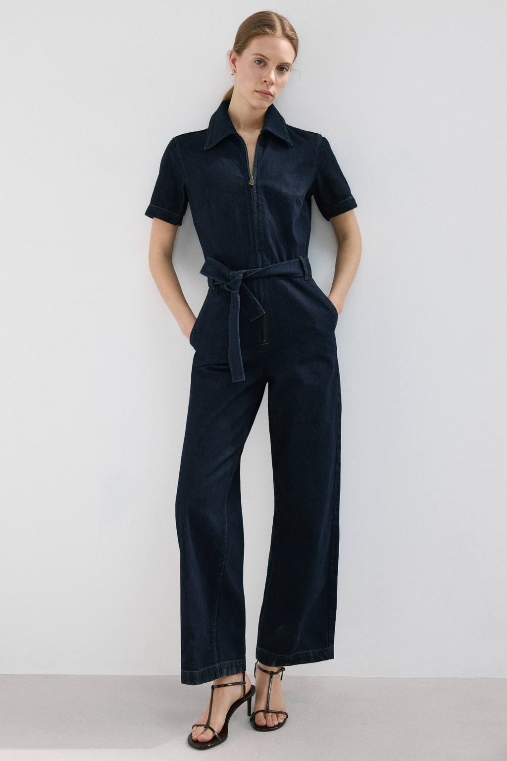Mango Aansluitend jumpsuit dark blue denim