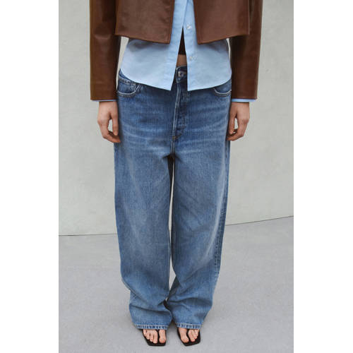 Mango low waist straight leg jeans light blue denim afbeelding