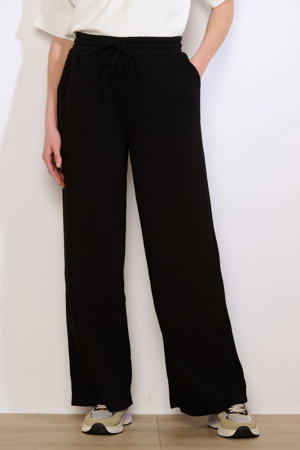 wide leg high waist casual broek zwart