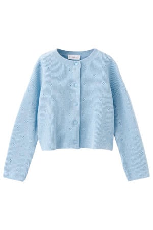 vest lichtblauw rib gebreid