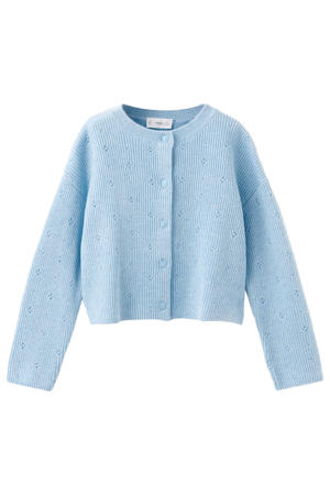 vest lichtblauw rib gebreid