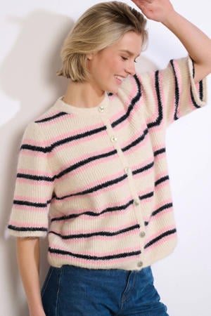 gestreepte gebreid vest wit
