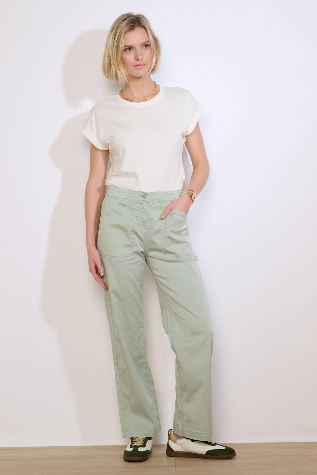 dames LOLALIZA wide leg high waist broek van lyocell met knoopsluiting en effen