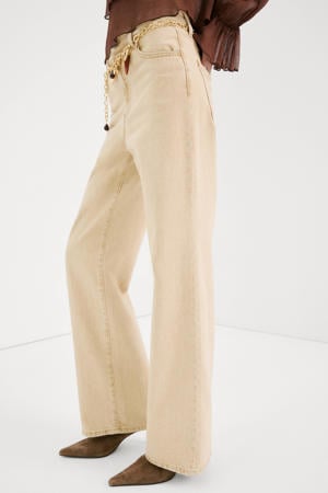 high waist wide leg jeans beige