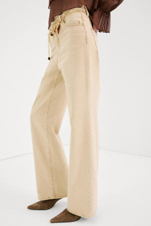 high waist wide leg jeans beige
