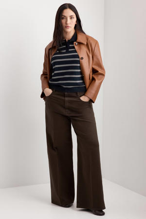 high waist wide leg jeans donkerbruin