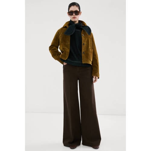 Mango high waist wide leg jeans donkerbruin afbeelding