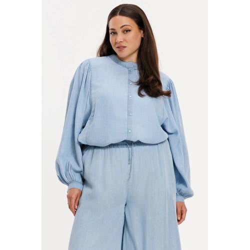 YOEK blouse light blue denim afbeelding
