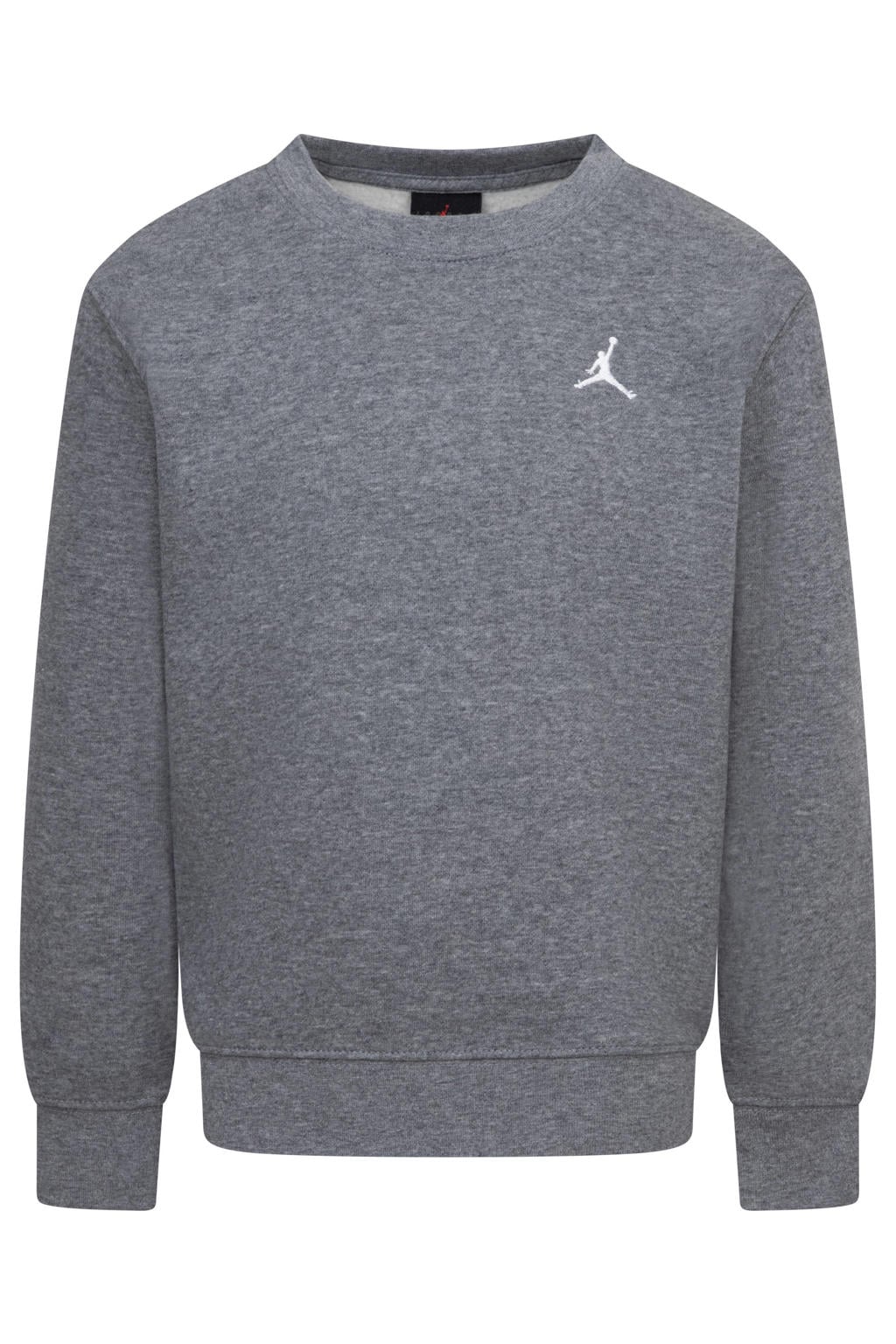 Grijze jongens en meisjes Jordan sweater van katoen met effen, lange mouwen en ronde hals