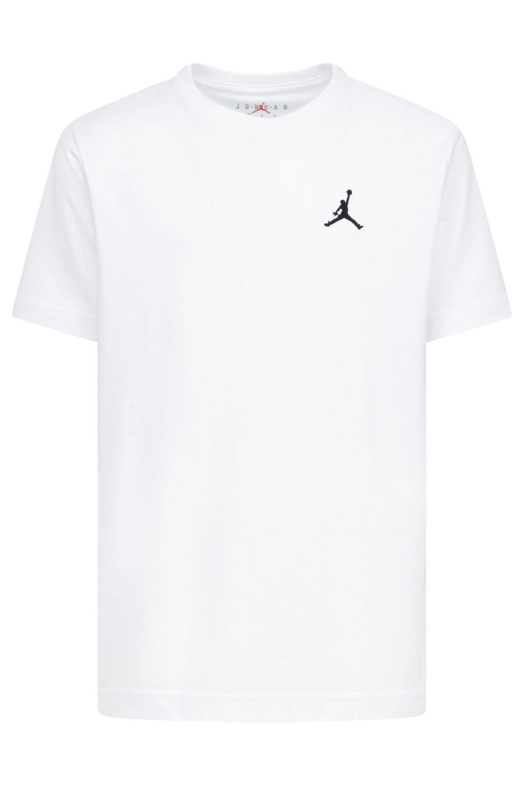 Witte jongens en meisjes Jordan T-shirt van katoen met effen, korte mouwen en ronde hals