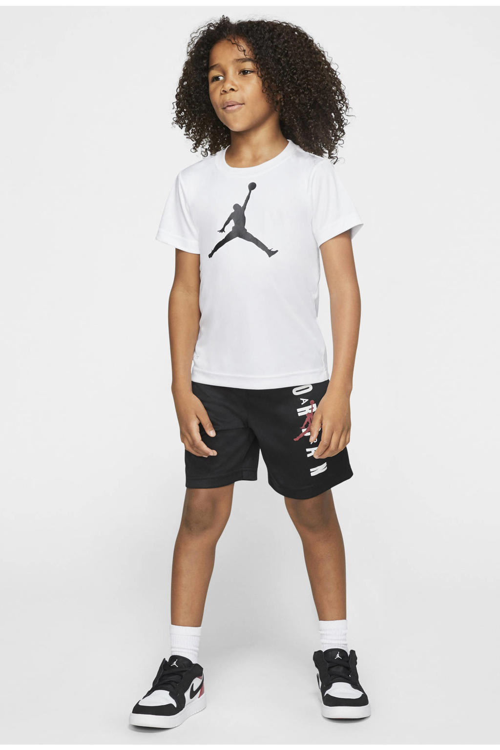 Zwarte jongens en meisjes Jordan sweatshort van polyester met elastische tailleband en printopdruk