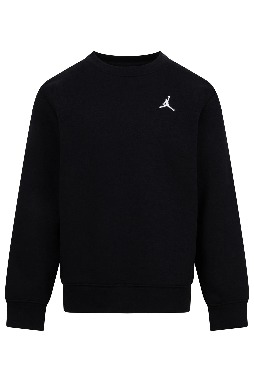 Zwarte jongens en meisjes Jordan sweater van katoen met effen, lange mouwen en ronde hals