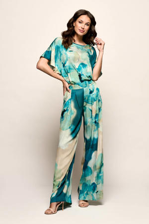 gebloemde top blauw