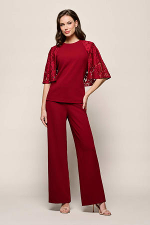 wide leg high waist pantalon donkerrood